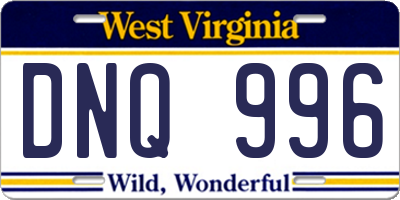 WV license plate DNQ996