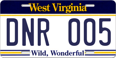 WV license plate DNR005
