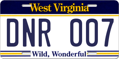 WV license plate DNR007
