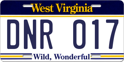 WV license plate DNR017