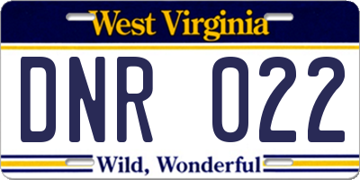 WV license plate DNR022