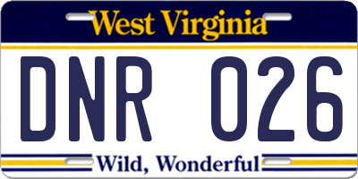 WV license plate DNR026