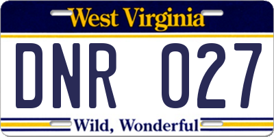 WV license plate DNR027