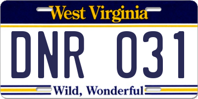 WV license plate DNR031