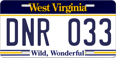 WV license plate DNR033