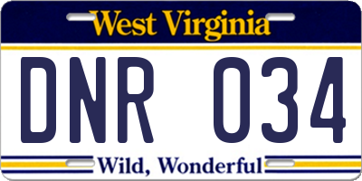 WV license plate DNR034