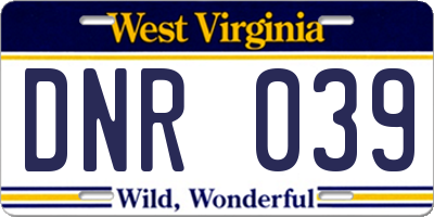 WV license plate DNR039