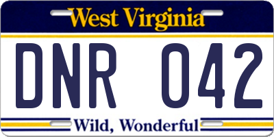 WV license plate DNR042