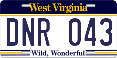 WV license plate DNR043