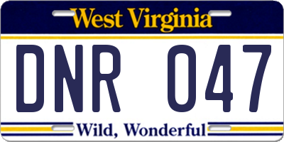 WV license plate DNR047