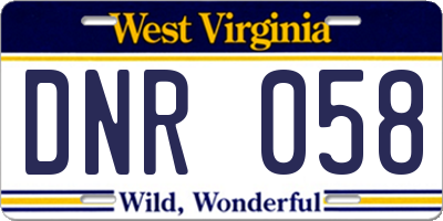 WV license plate DNR058