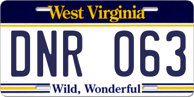 WV license plate DNR063
