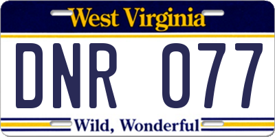 WV license plate DNR077