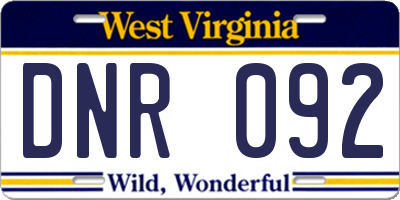 WV license plate DNR092