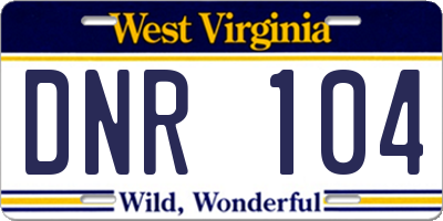 WV license plate DNR104