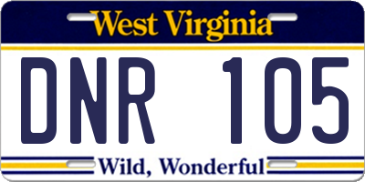 WV license plate DNR105