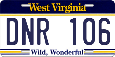 WV license plate DNR106
