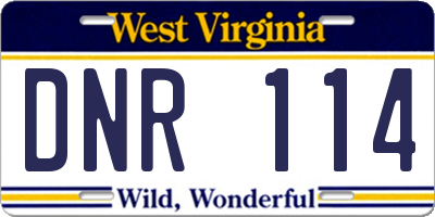 WV license plate DNR114