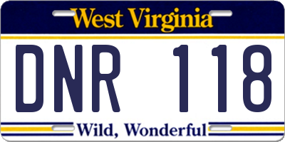 WV license plate DNR118