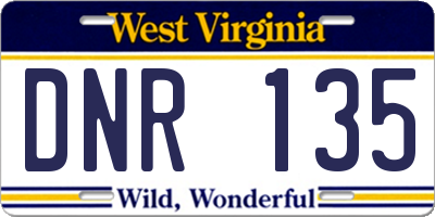 WV license plate DNR135