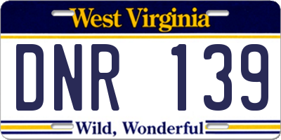 WV license plate DNR139