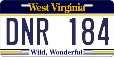 WV license plate DNR184