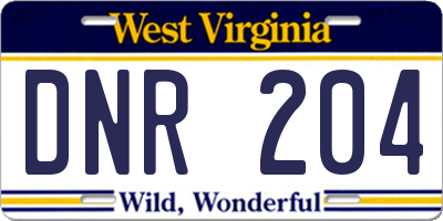 WV license plate DNR204