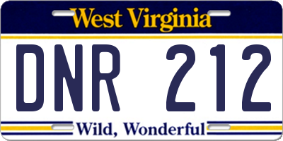 WV license plate DNR212