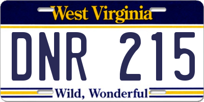 WV license plate DNR215