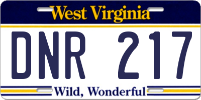 WV license plate DNR217