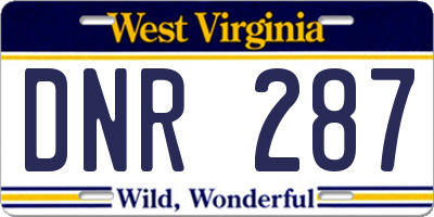 WV license plate DNR287