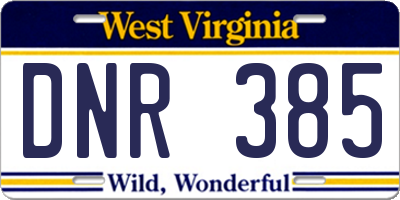 WV license plate DNR385
