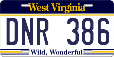 WV license plate DNR386