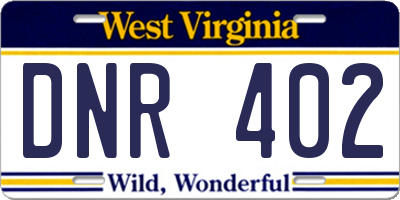 WV license plate DNR402