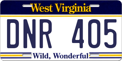 WV license plate DNR405