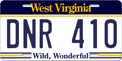 WV license plate DNR410
