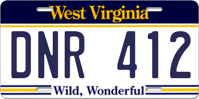 WV license plate DNR412