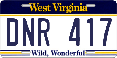 WV license plate DNR417