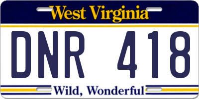 WV license plate DNR418