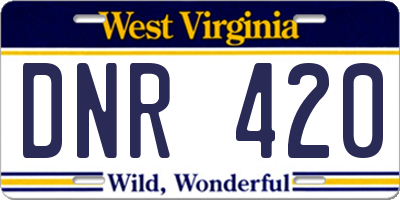 WV license plate DNR420