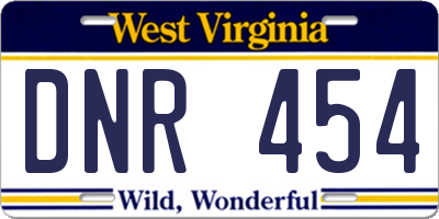 WV license plate DNR454
