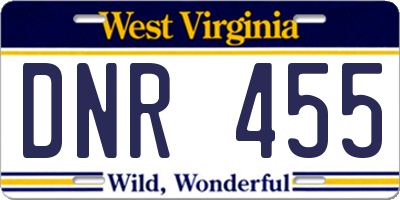 WV license plate DNR455