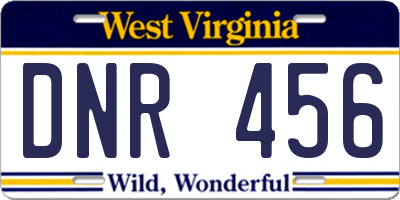 WV license plate DNR456