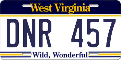 WV license plate DNR457
