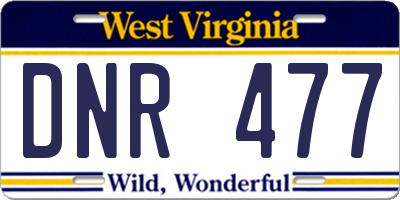 WV license plate DNR477