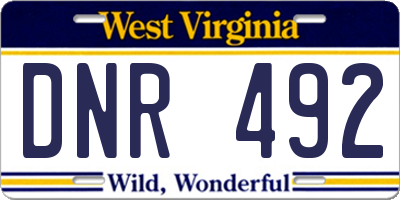 WV license plate DNR492