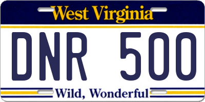 WV license plate DNR500