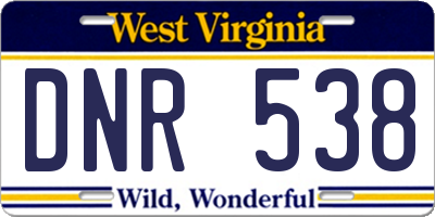 WV license plate DNR538