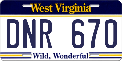 WV license plate DNR670