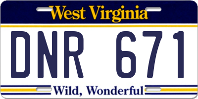 WV license plate DNR671